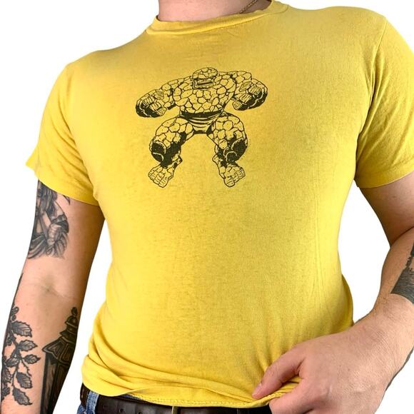 80s Vintage Marvel The Thing Superhero Single Stitch T-shirt - Picture 1 of 5